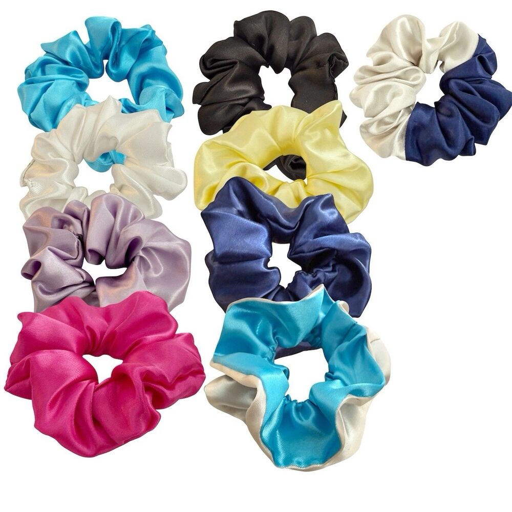 Luxury Blue Satin Scrunchie Handmade – Statement Hair Accessory - Picture 4 of 12